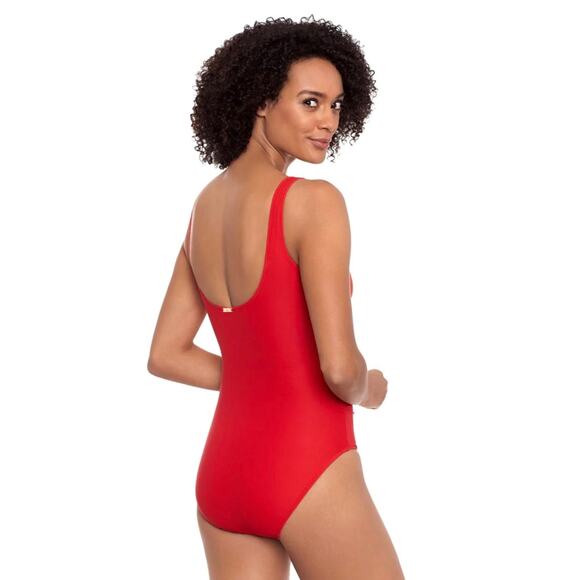 Lauren Ralph Lauren Red Beach Club Solids Ring One Piece Swimsuit 4 NWT - Picture 2 of 7